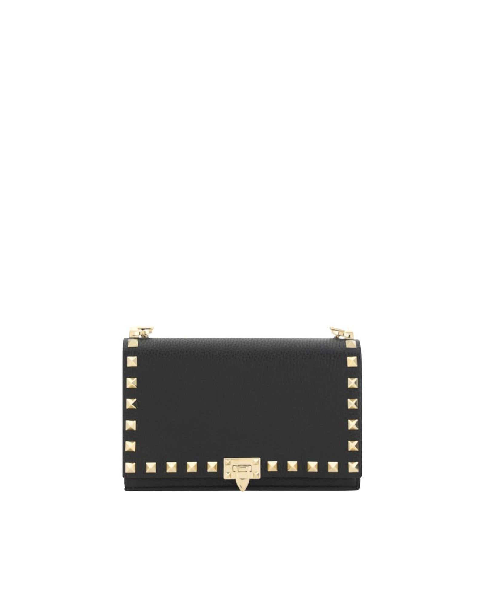 Valentino Garavani Rockstud Shoulder Bag Leather Model VW2B0I79VSF0NO Women Black Wallets & Pouches ONE SIZE Black
