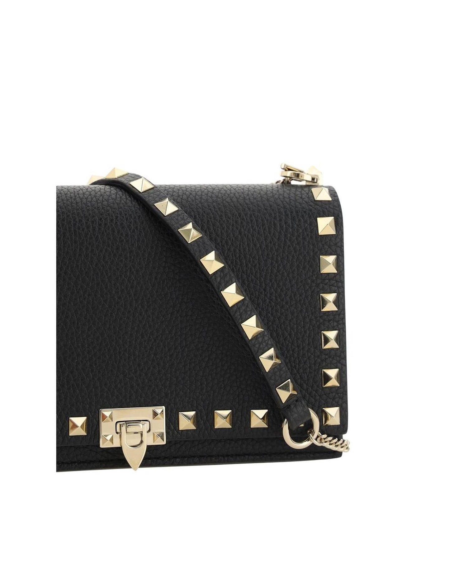 Valentino Garavani Rockstud Shoulder Bag Leather Model VW2B0I79VSF0NO Women Black Wallets & Pouches
