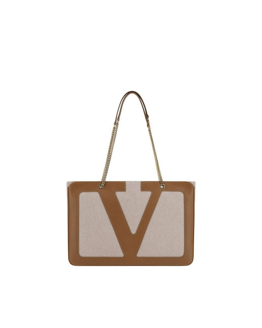 Valentino Garavani VLOGO Shopping Bag Tote Men Beige Shoulder Bags ONE SIZE Beige