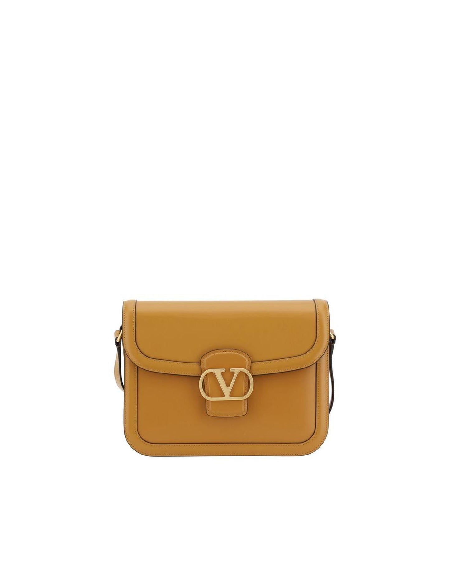 Valentino Garavani Roman Stud Shoulder Bag Mustard Yellow Men Brown ONE SIZE Brown