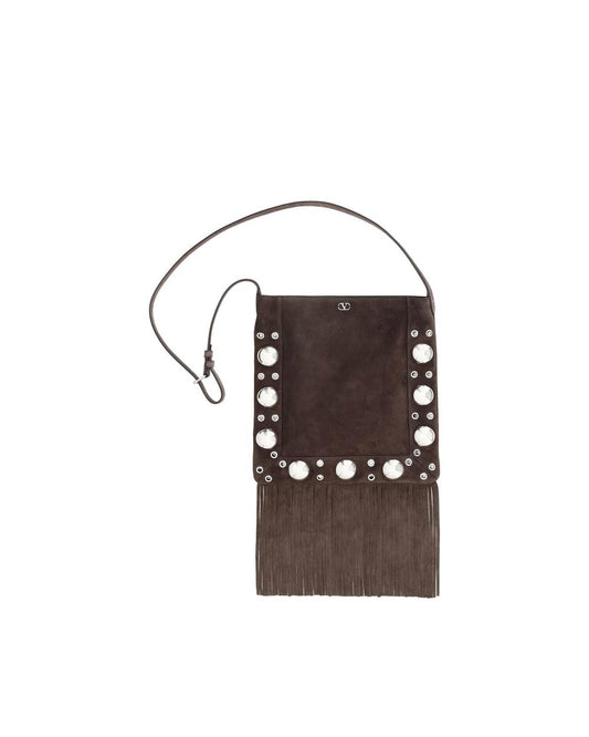 Valentino Garavani uede Fringe Crobody Bag Model VA6Y2B0D06VI0TOBB Men Brown Shoulder Bags ONE SIZE Brown