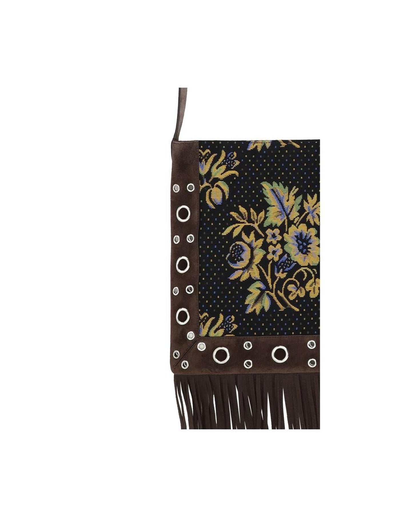 Valentino Garavani Floral Tapestry Suede Crossbody Men Multicolor Shoulder Bags