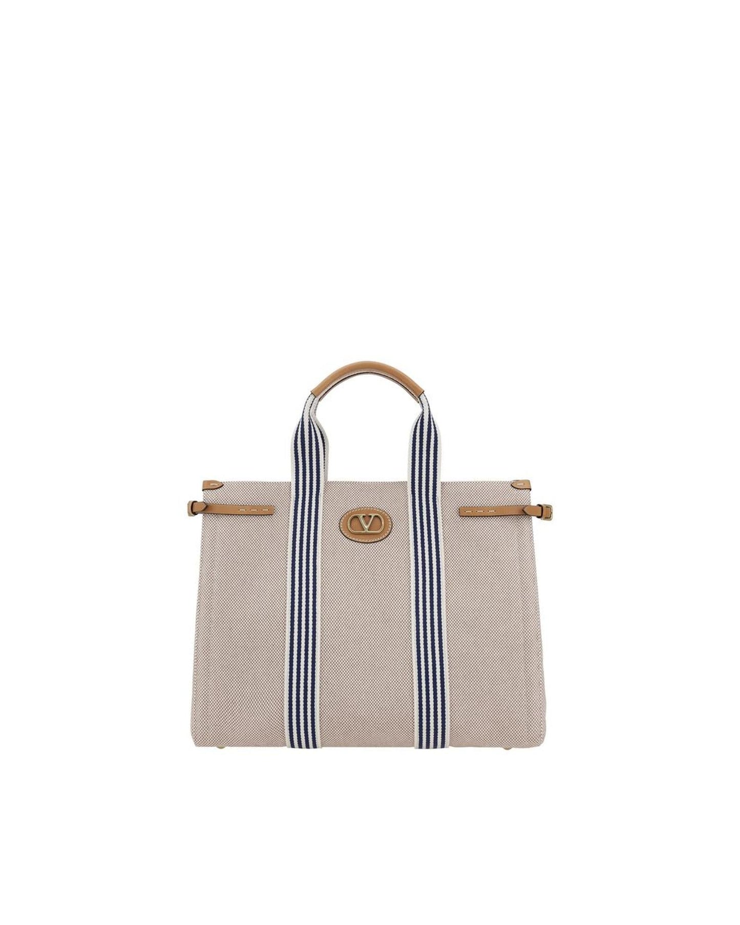 Valentino Garavani Cotton Tote Bag with Adjustable Straps and Metal Feet ONE SIZE Blue