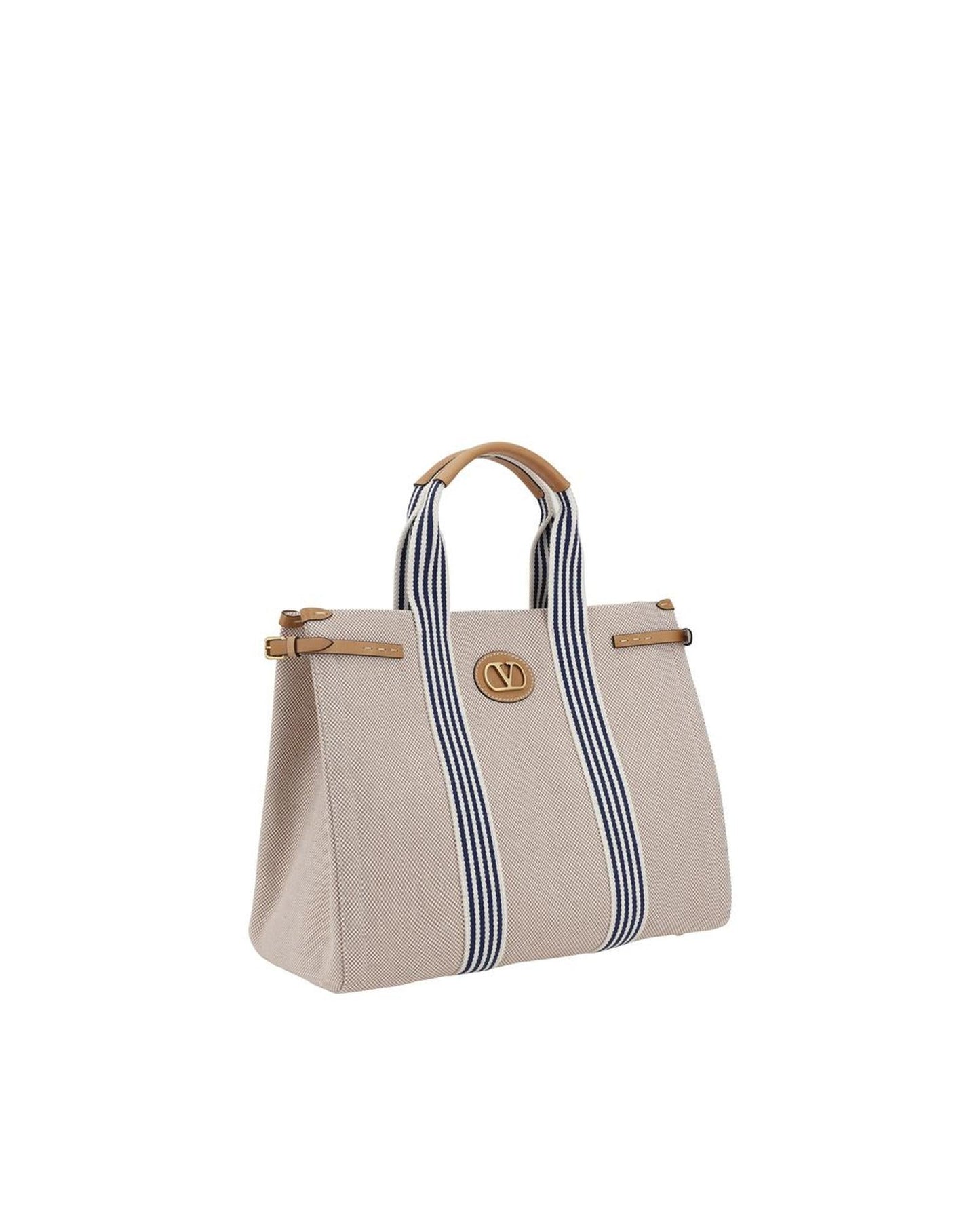 Valentino Garavani Cotton Tote Bag with Adjustable Straps and Metal Feet