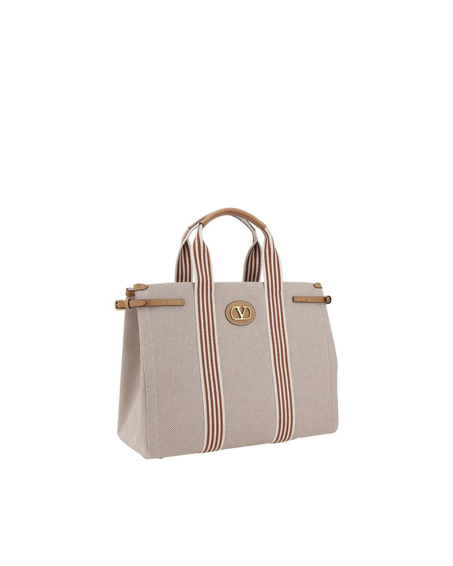 Valentino Garavani Refined Cotton Tote Bag with Adjustable Straps and Metal Feet