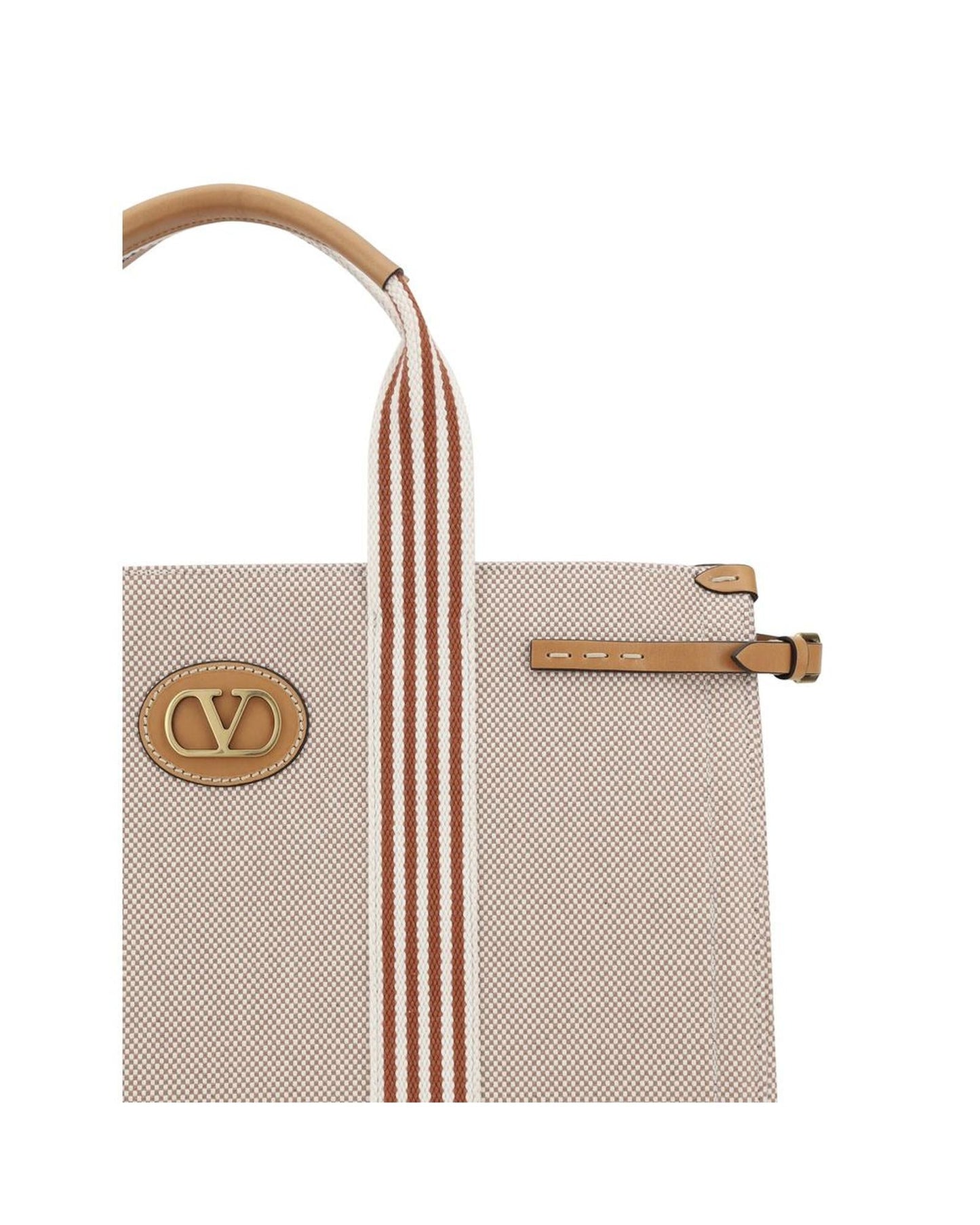 Valentino Garavani Refined Cotton Tote Bag with Adjustable Straps and Metal Feet