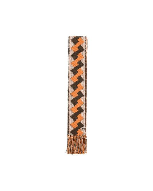 Valentino Garavani Zigzag Knit Scarf BrownOrange Men Multicolor Scarves & Shawls One Size Multicolor