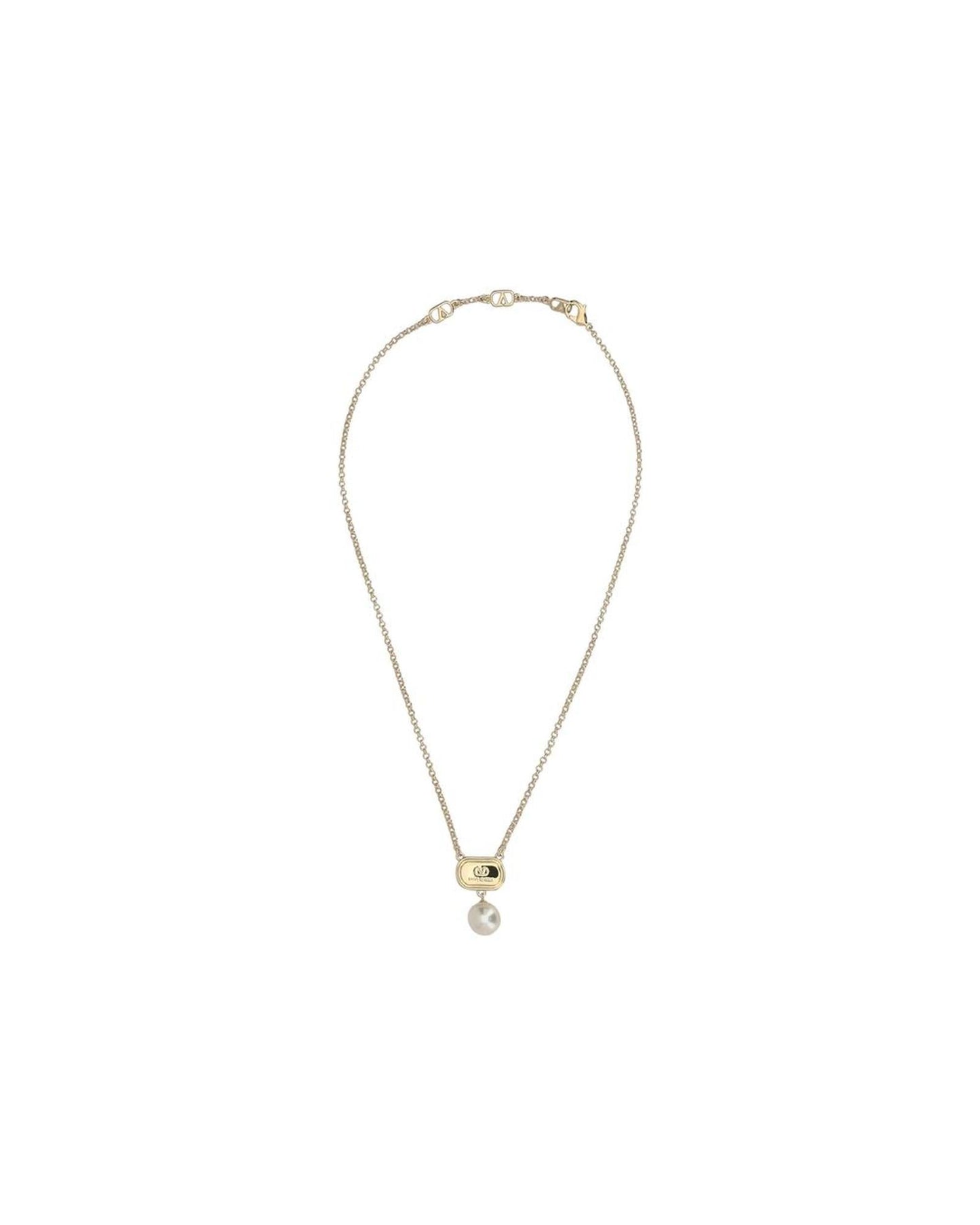 Valentino Garavani Pearl Pendant Necklace Men Gold Others Gold