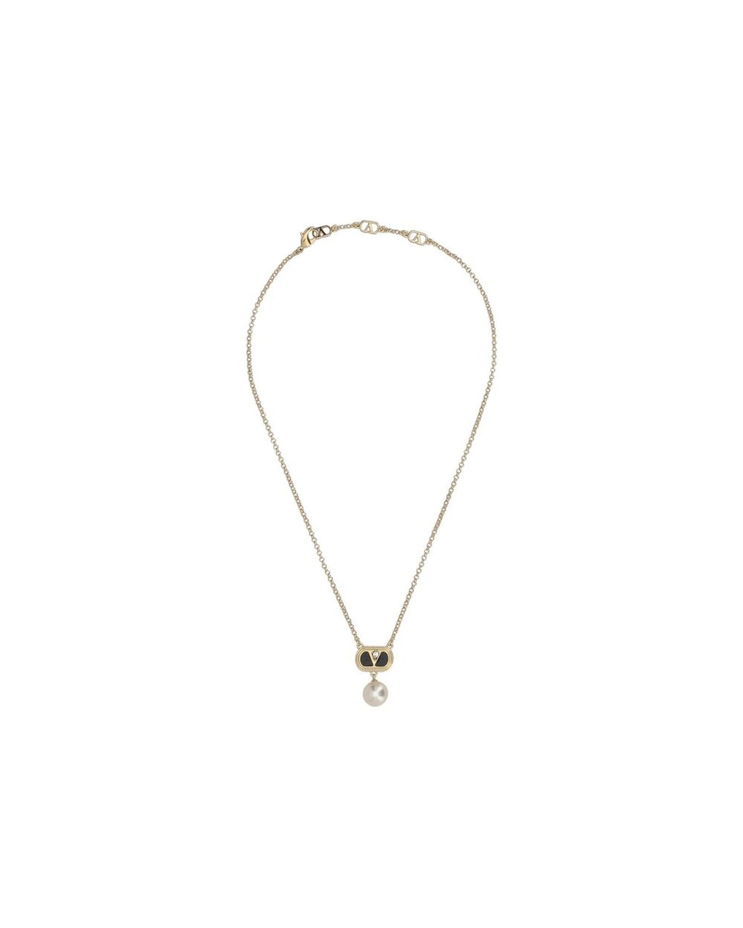 Valentino Garavani Pearl Pendant Necklace Men Gold Others