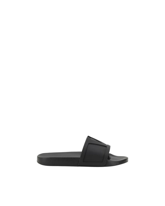 Valentino Garavani Rubber Slides Casual Comfort Men Black Sandals Black