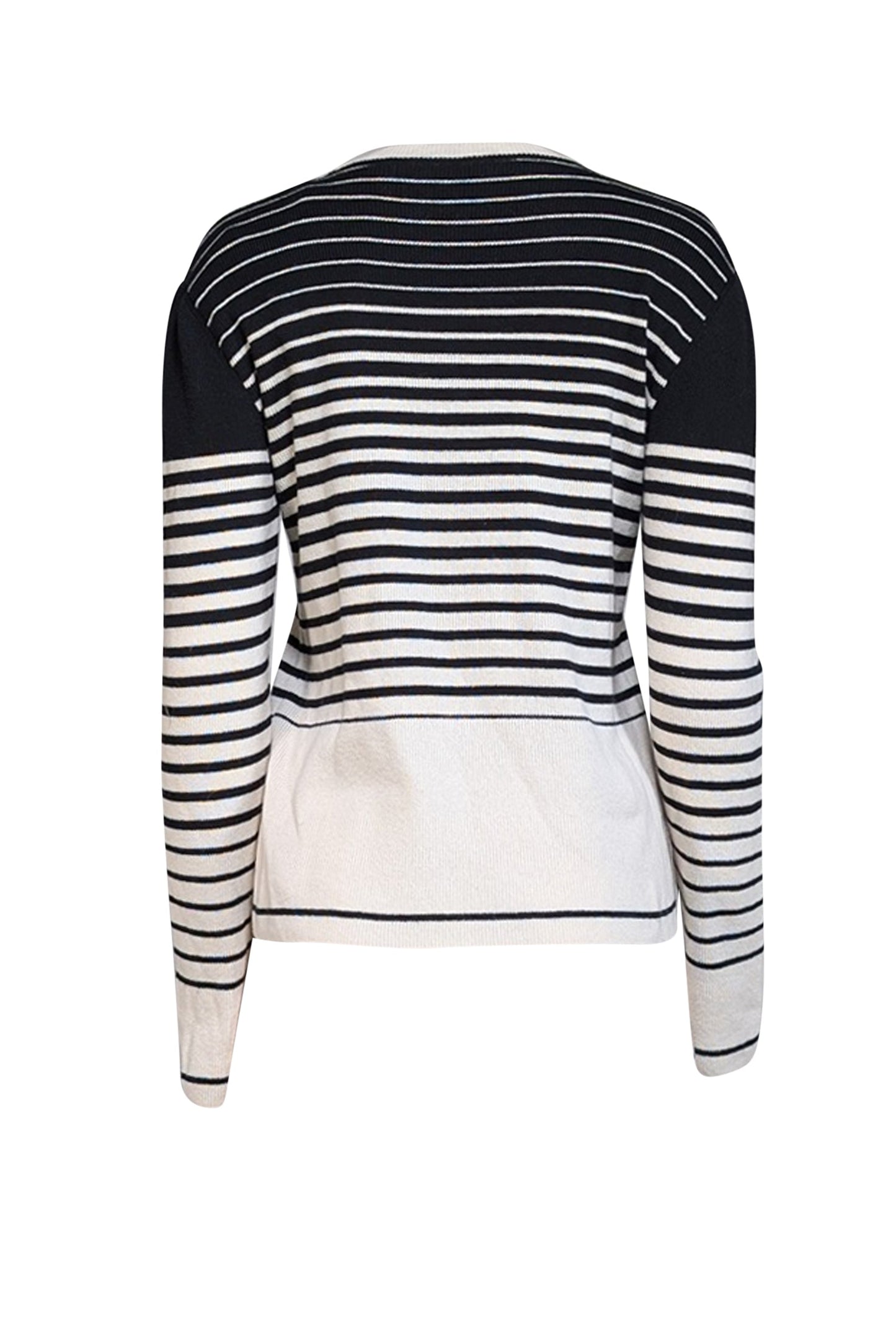 Valentino - Black & Cream Striped Wool & Cashmere Blend Sweater Sz XL