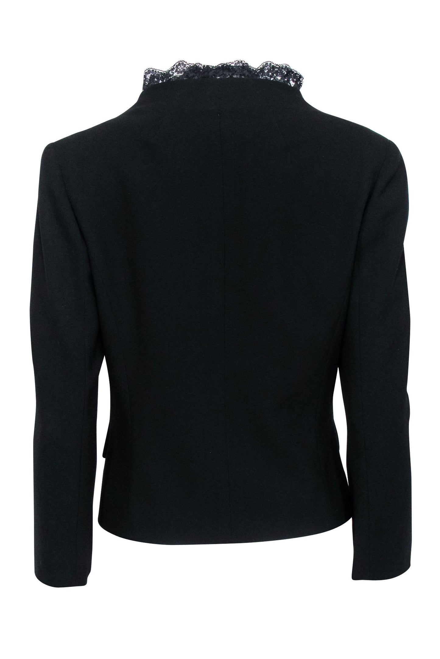 Valentino - Black Open-Front Blazer w/ Lace Trim Sz 8