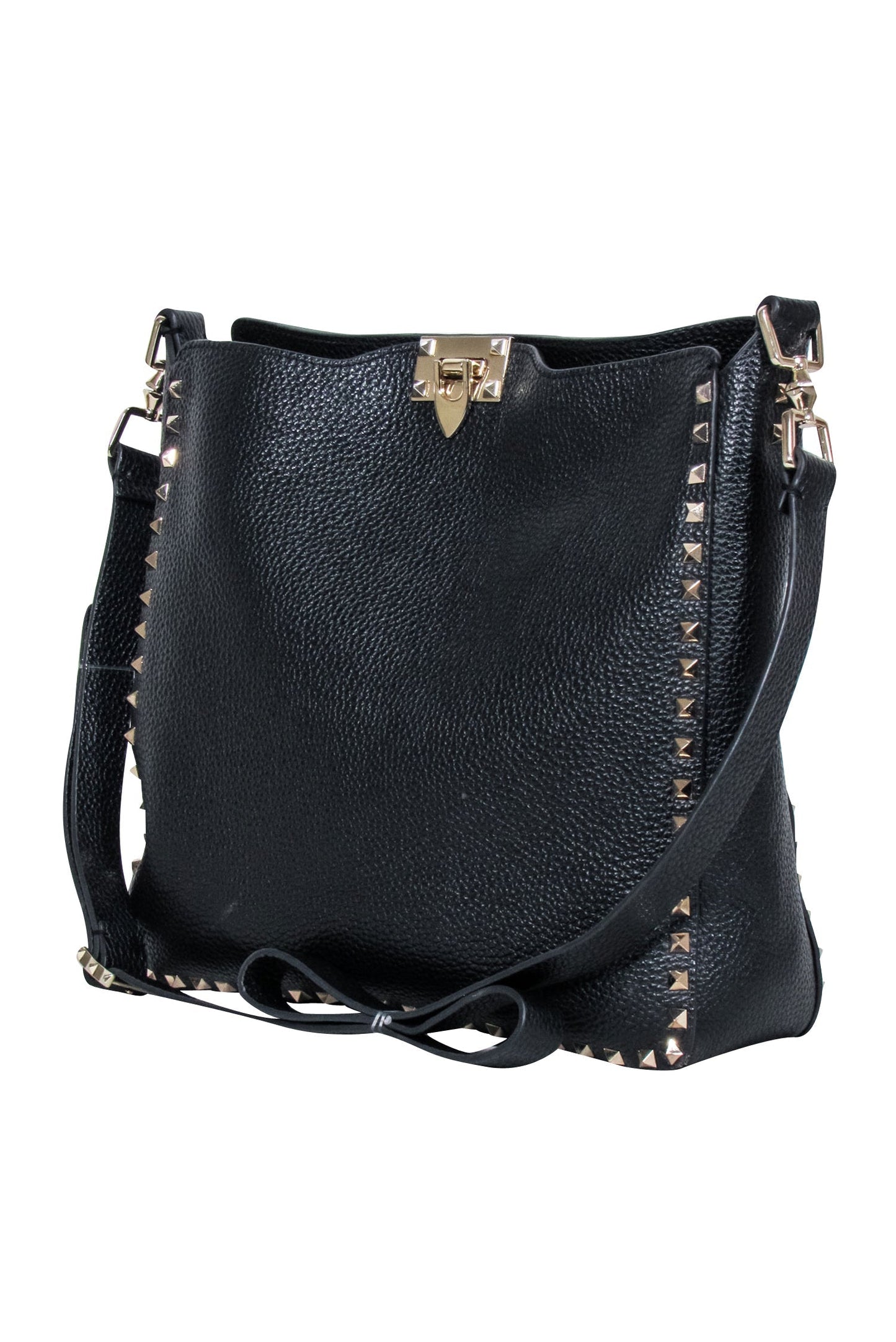 Valentino - Black Pebbled Leather "Rockstud" Crossbody Bag