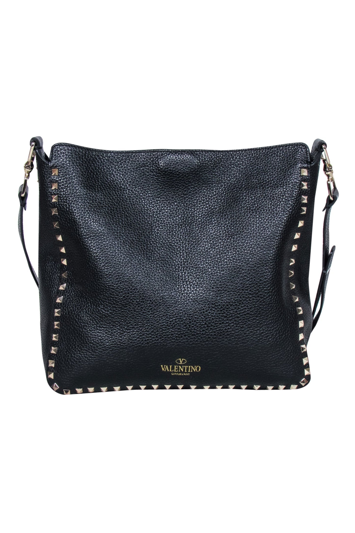 Valentino - Black Pebbled Leather "Rockstud" Crossbody Bag