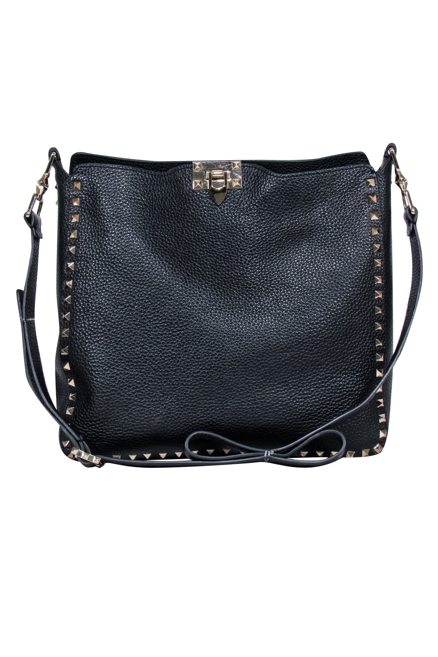 Valentino - Black Pebbled Leather "Rockstud" Crossbody Bag