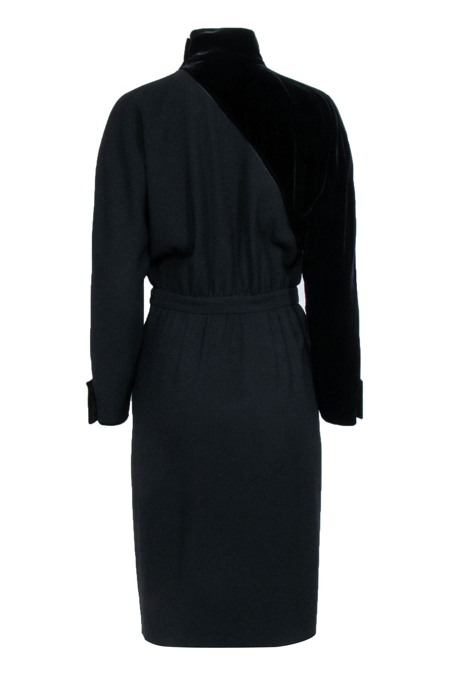 Valentino - Black Velvet Textured Detail Long Sleeve Dress Sz 10