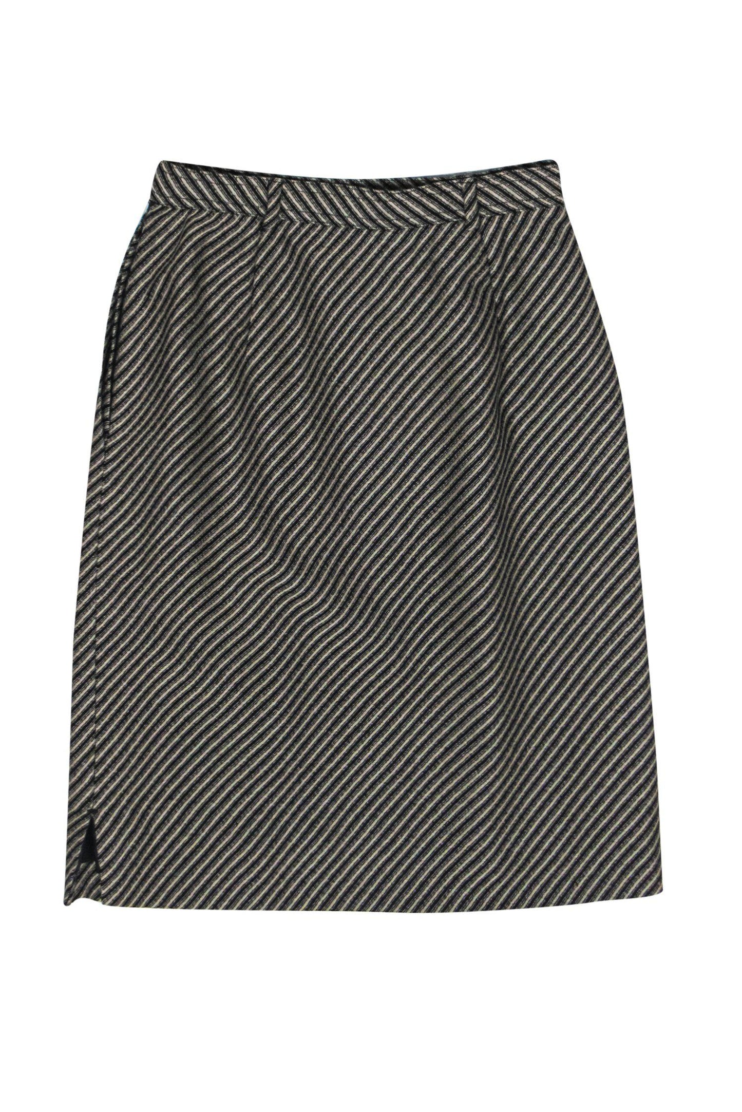 Valentino - Black & White Striped Wool Skirt Sz 2
