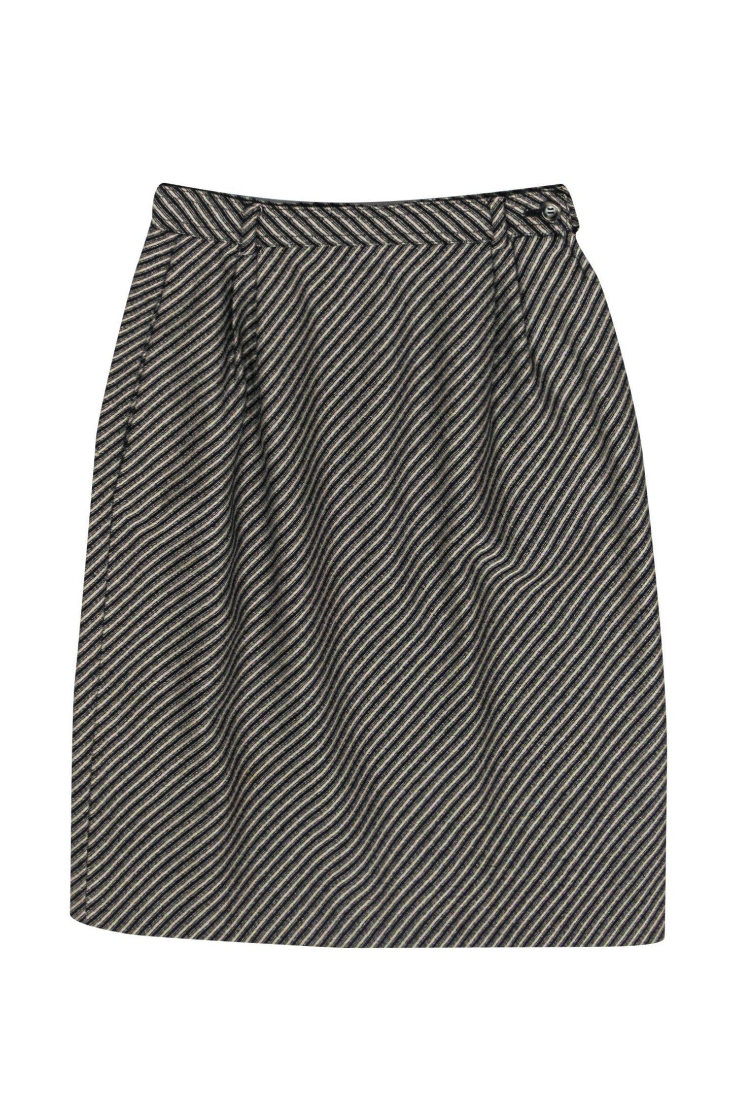 Valentino - Black & White Striped Wool Skirt Sz 2