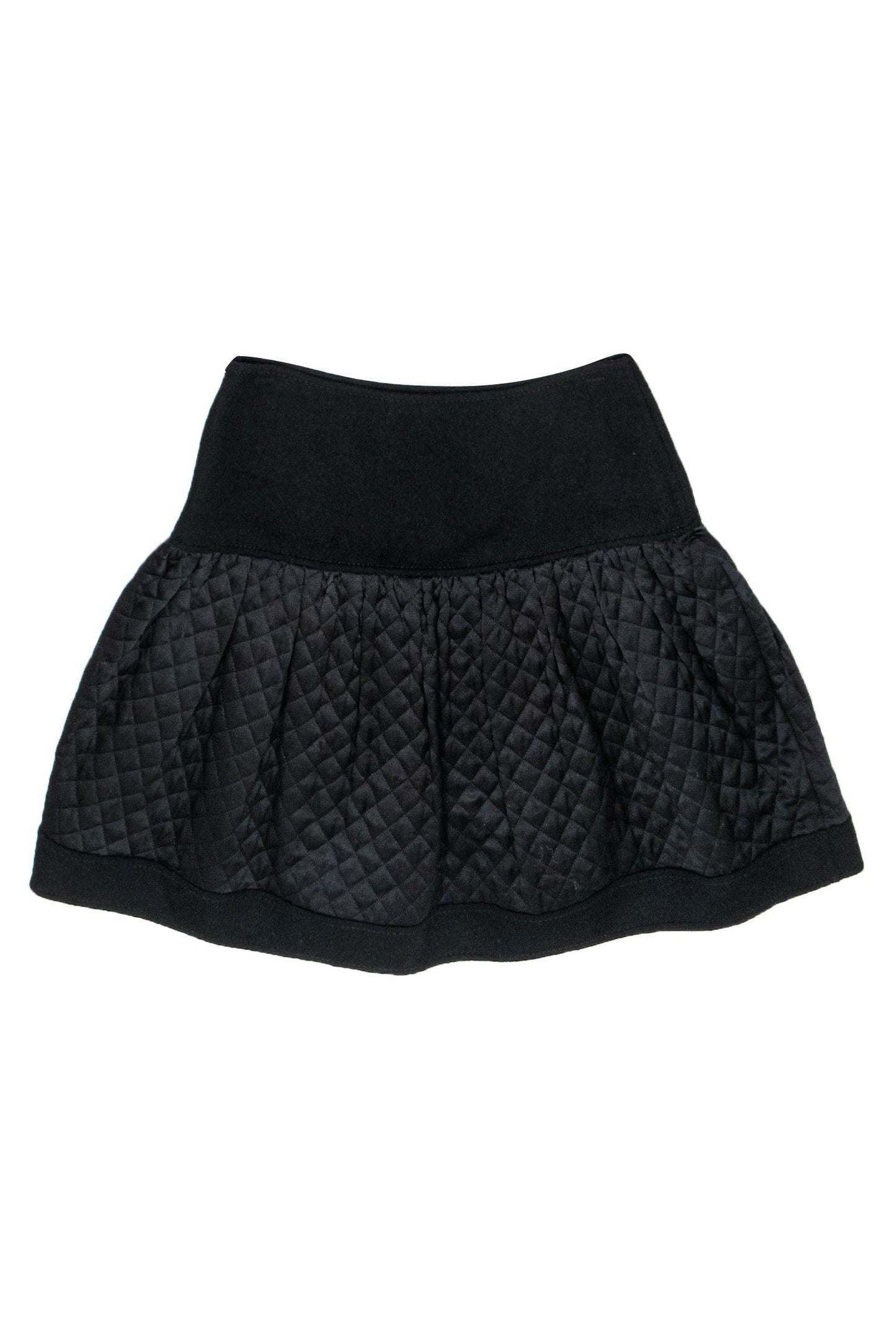 Valentino - Black Wool Blend Quilted Skater Skirt Sz 8