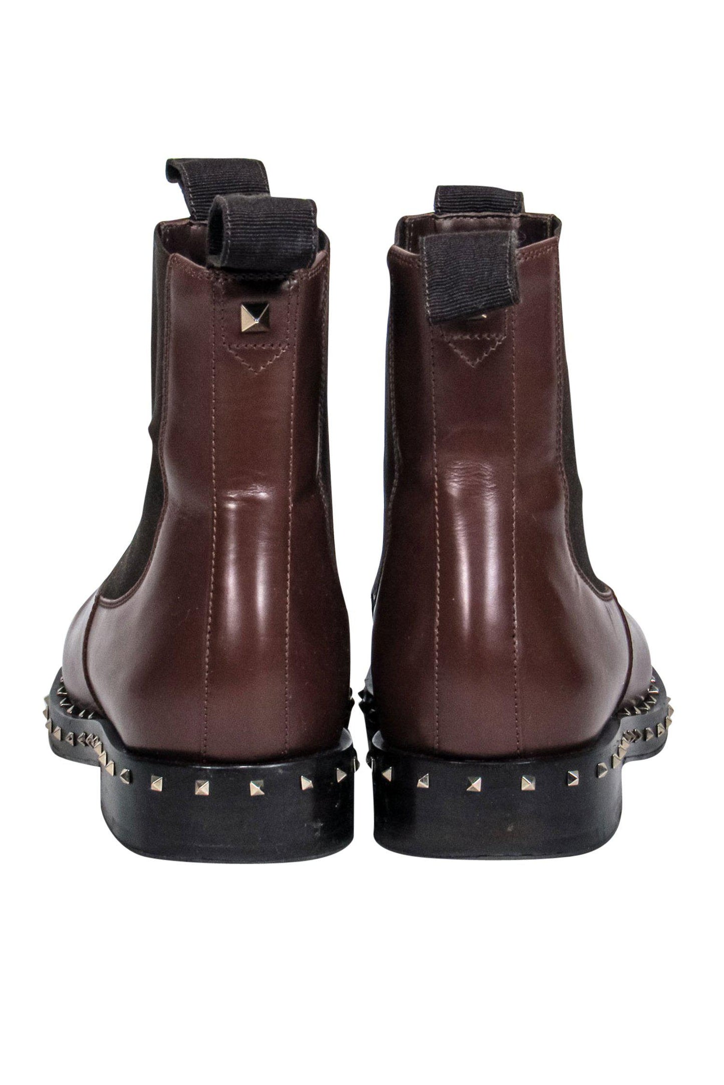 Valentino - Brown Leather Studded Chelsea Booties Sz 6.5
