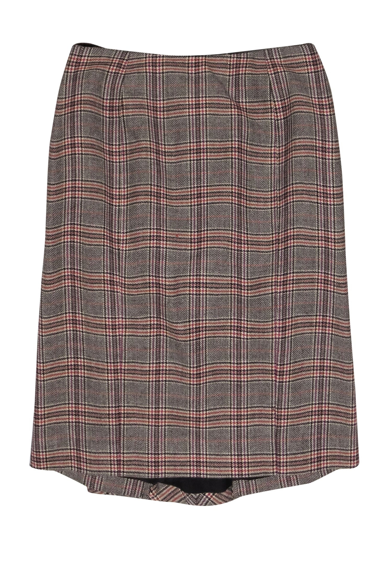 Valentino - Brown & Purple Glen Plaid Pencil Skirt Sz 2