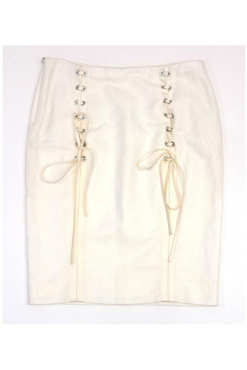 Valentino - Cream Linen Skirt Sz M