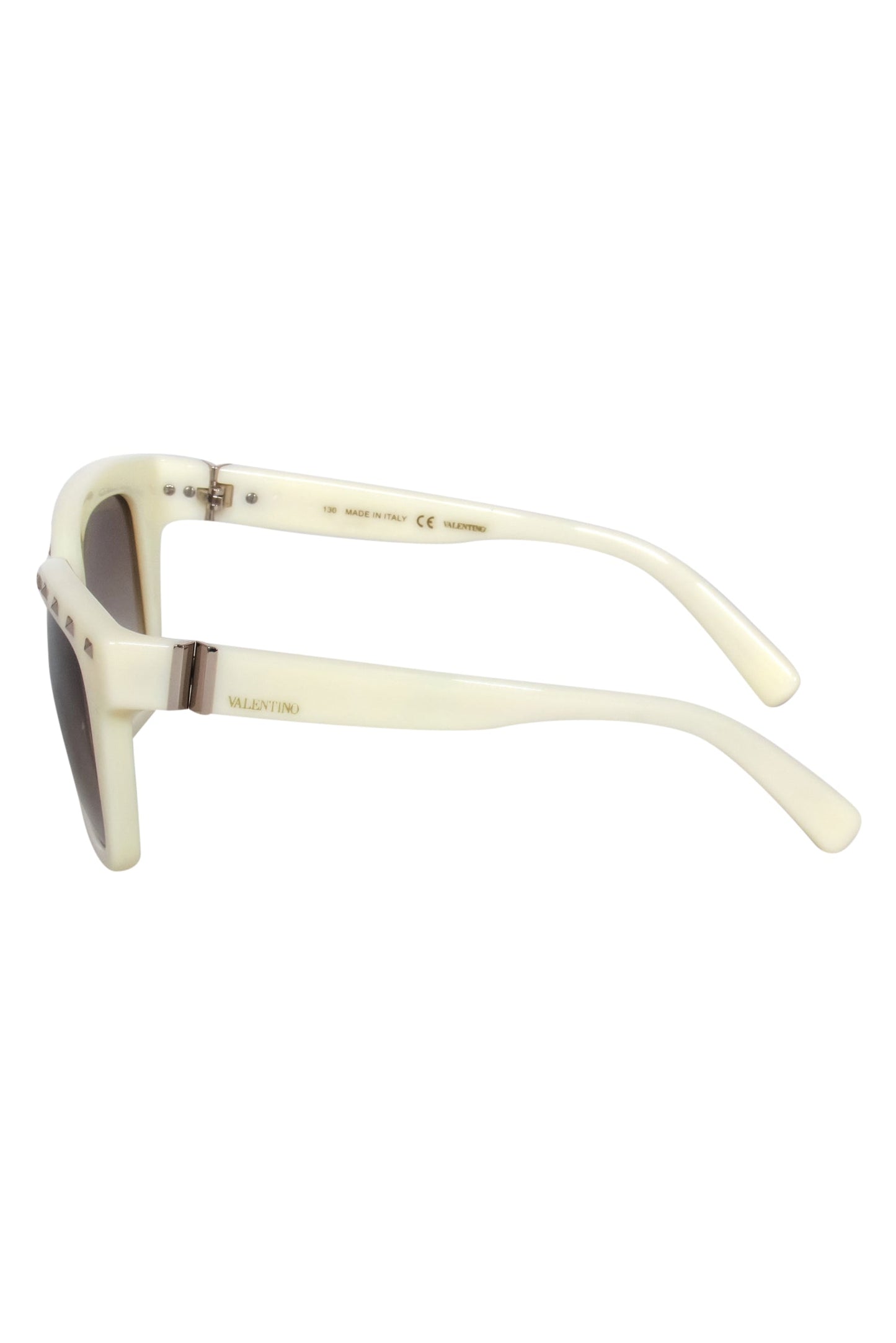 Valentino - Cream Square Frame Sunglasses w/ Studs