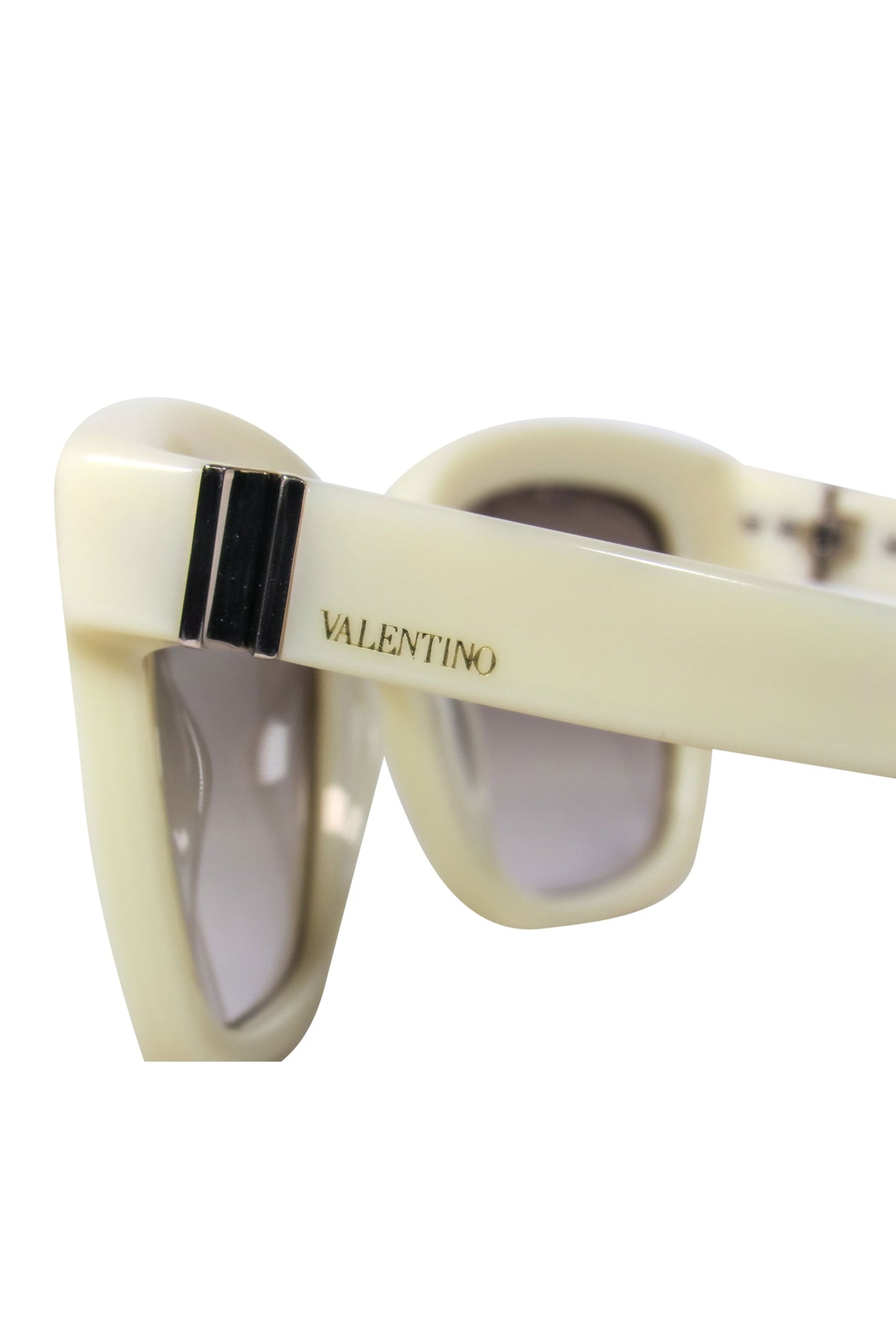 Valentino - Cream Square Frame Sunglasses w/ Studs