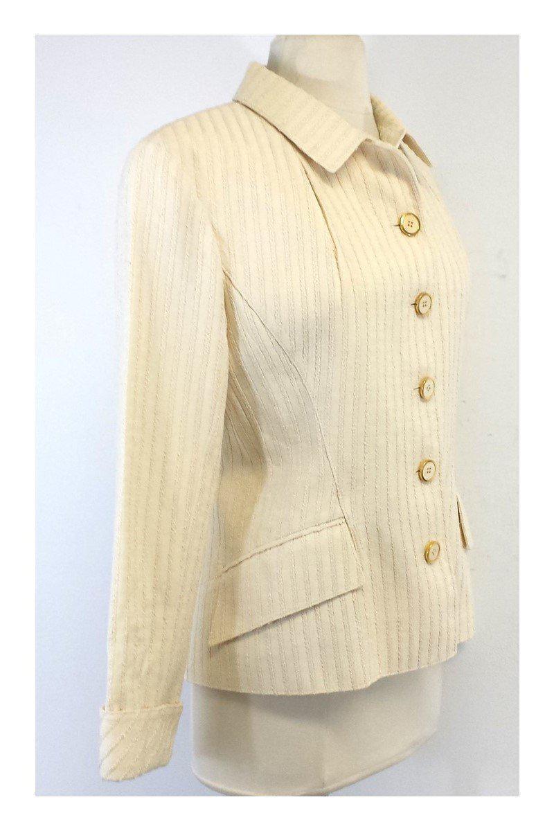 Valentino - Cream Textured Silk & Cotton Jacket Sz 10