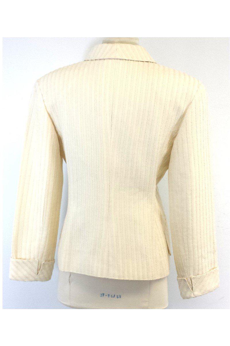Valentino - Cream Textured Silk & Cotton Jacket Sz 10