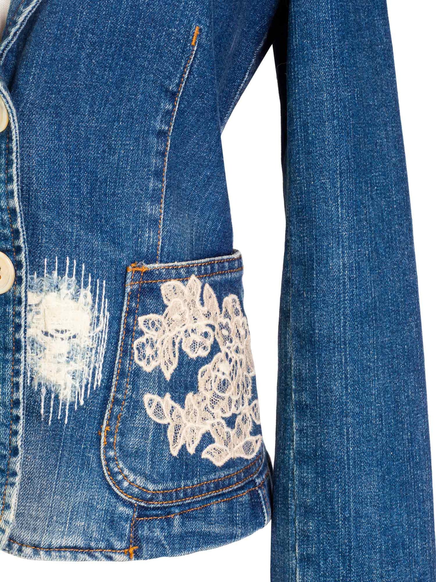 Valentino Denim Lace Fitted Jacket Blue