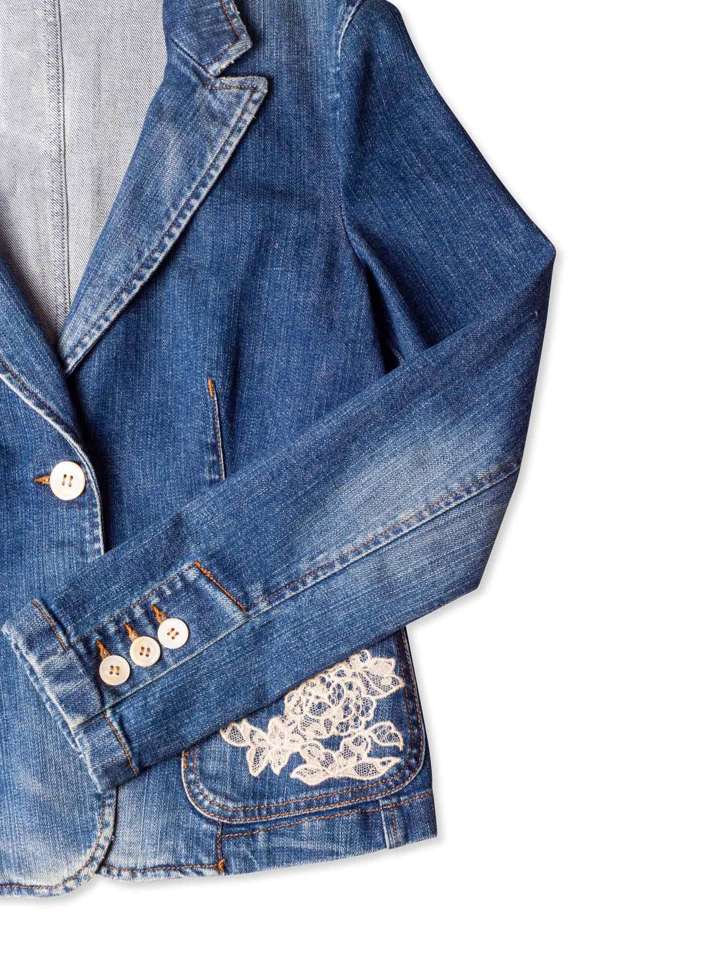 Valentino Denim Lace Fitted Jacket Blue