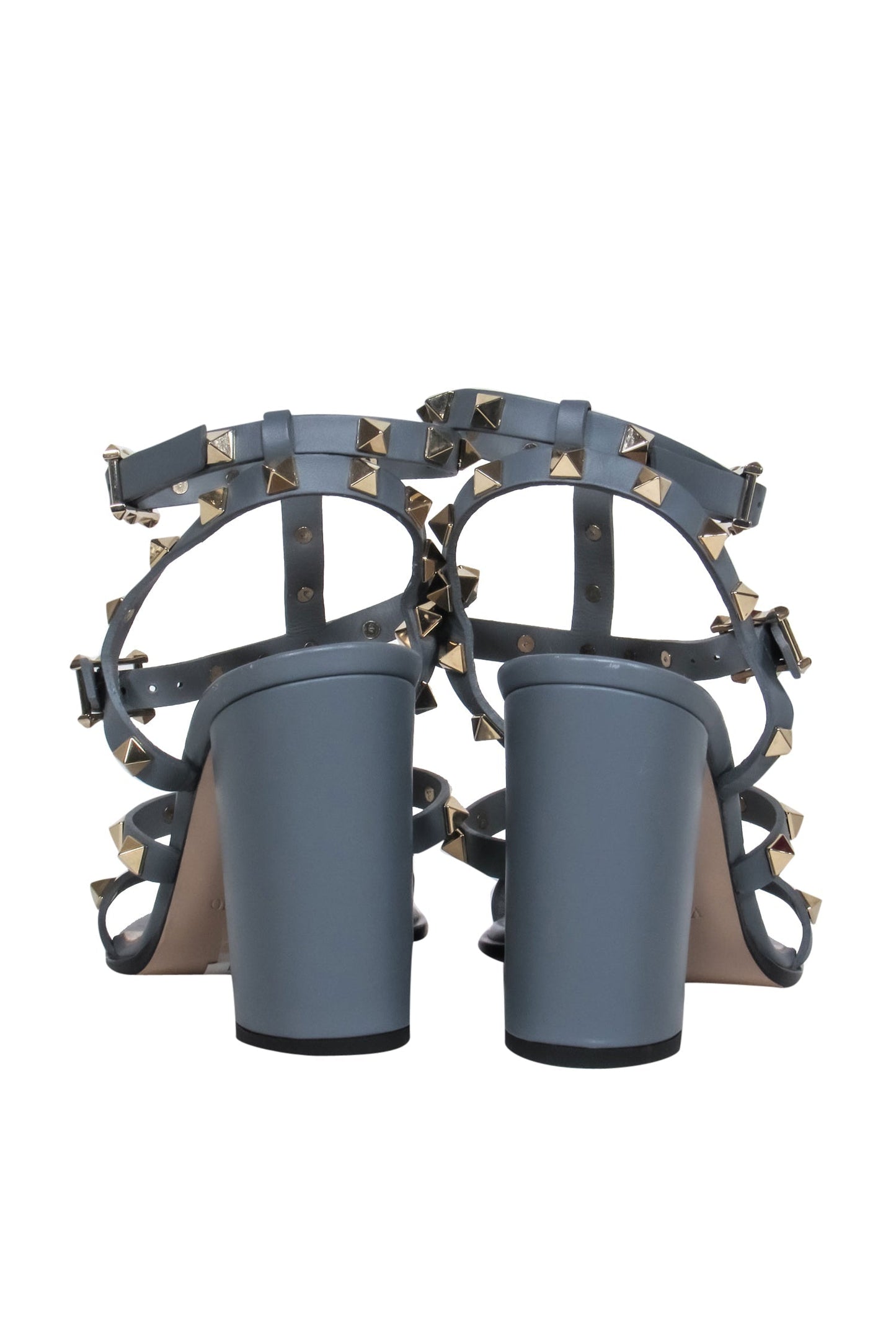Valentino - Dusty Grey Rockstud Strappy Heels w/ Double Clasp Sz 6