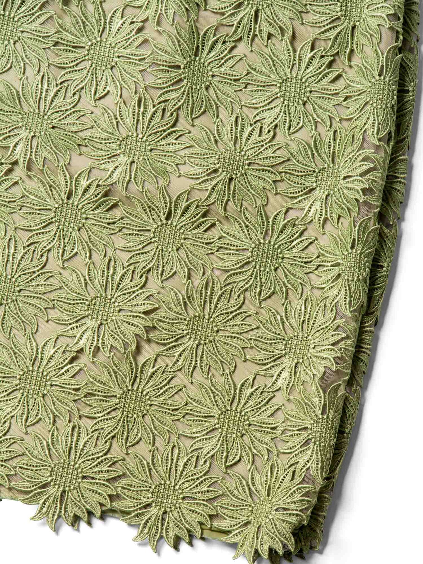 Valentino Floral Lace Midi Skirt Green