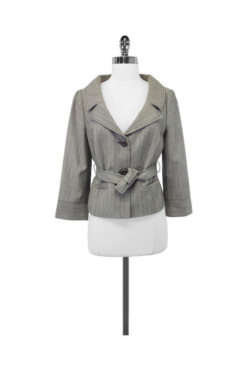 Valentino - Herringbone Wool Belted Cropped Blazer Sz 10