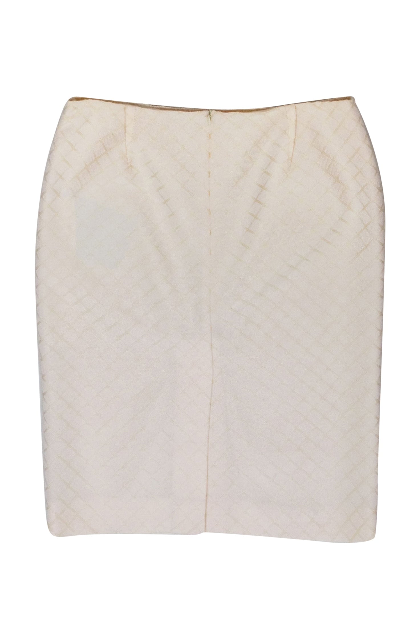 Valentino - Ivory w/ Cream Diamond Pattern Pencil Skirt Sz 12