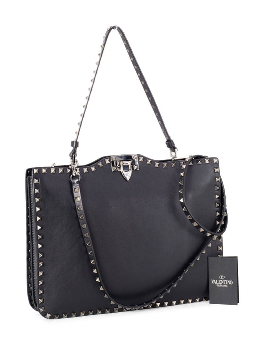 Valentino Leather Rockstud Shoulder Bag Black