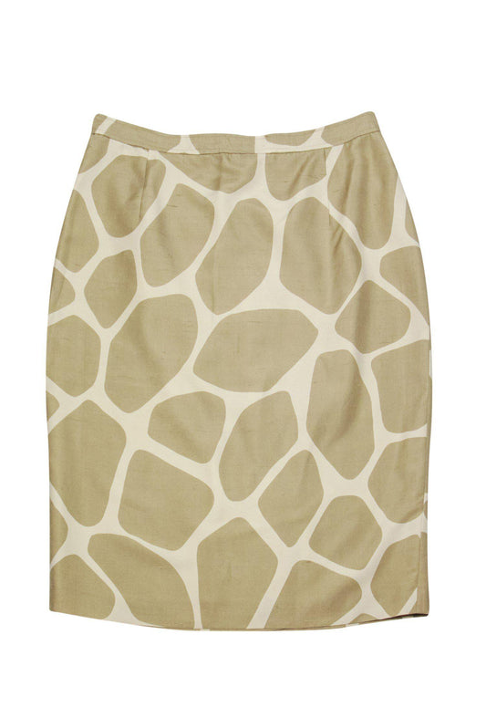 Valentino Miss V - Beige & Tan Animal Print Skirt Sz 14