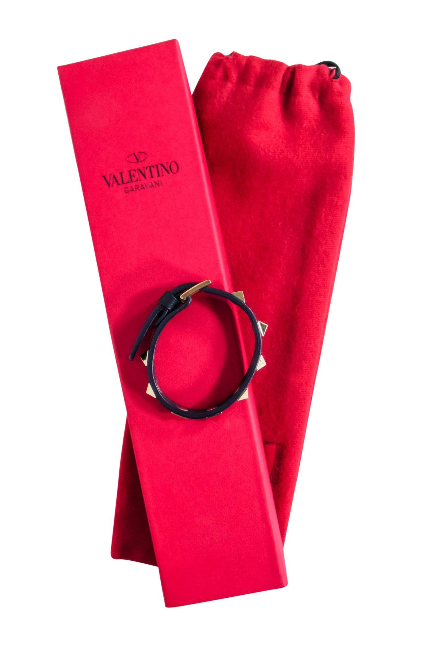Valentino - Navy Leather Studed Bracelet