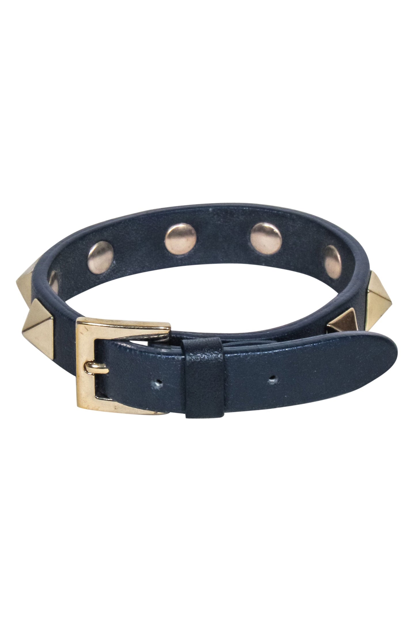 Valentino - Navy Leather Studed Bracelet