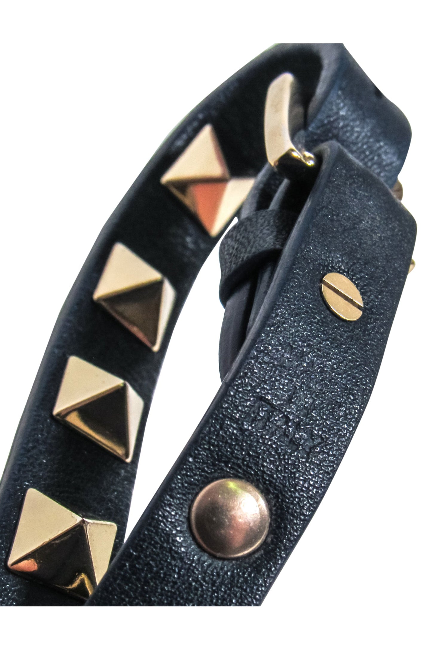 Valentino - Navy Leather Studed Bracelet