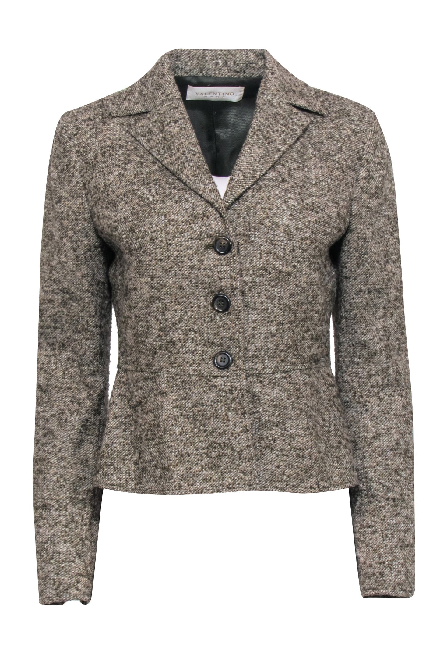 Valentino - Olive, Beige, & Cream Tweed Blazer Sz 10