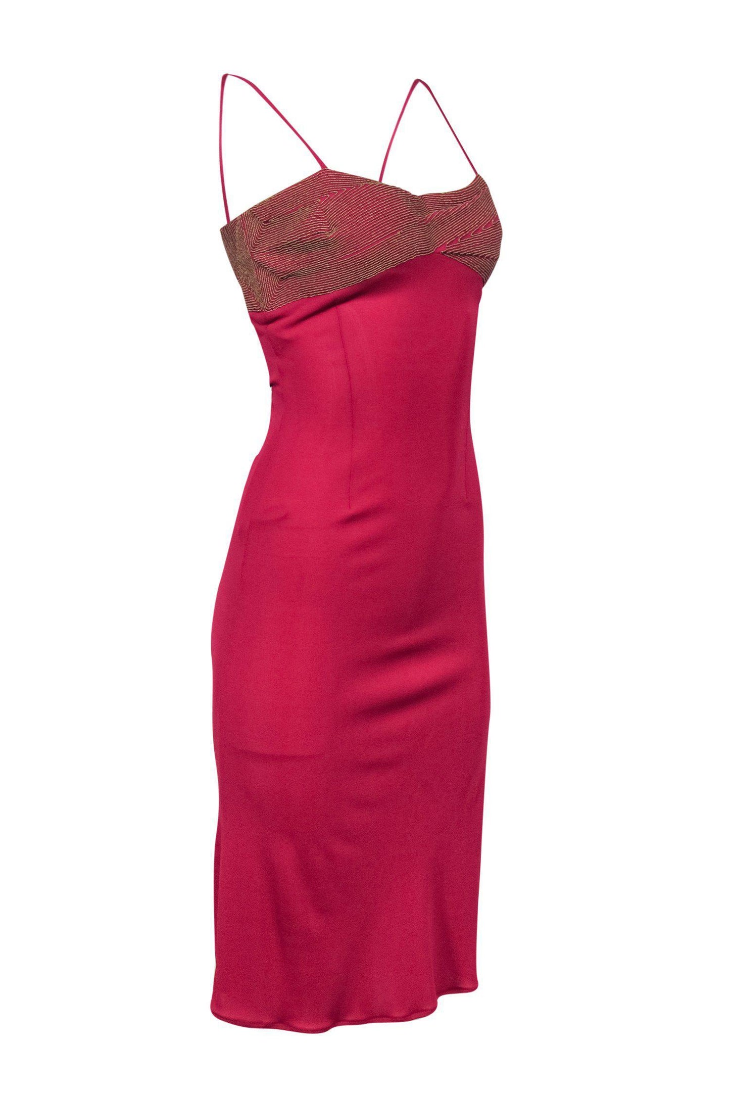 Valentino - Pink Fitted Dress w/ Embroidered Bust Sz 8