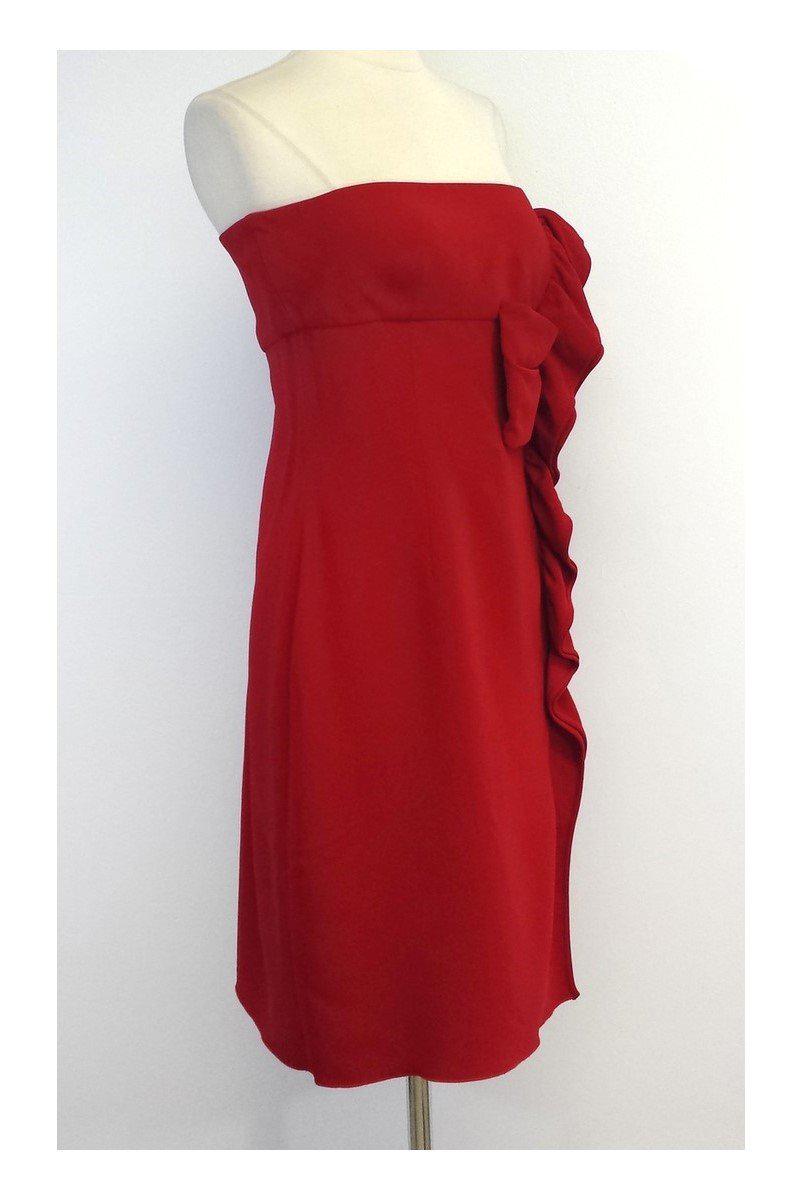 Valentino - Red Strapless Ruffle Dress Sz 10