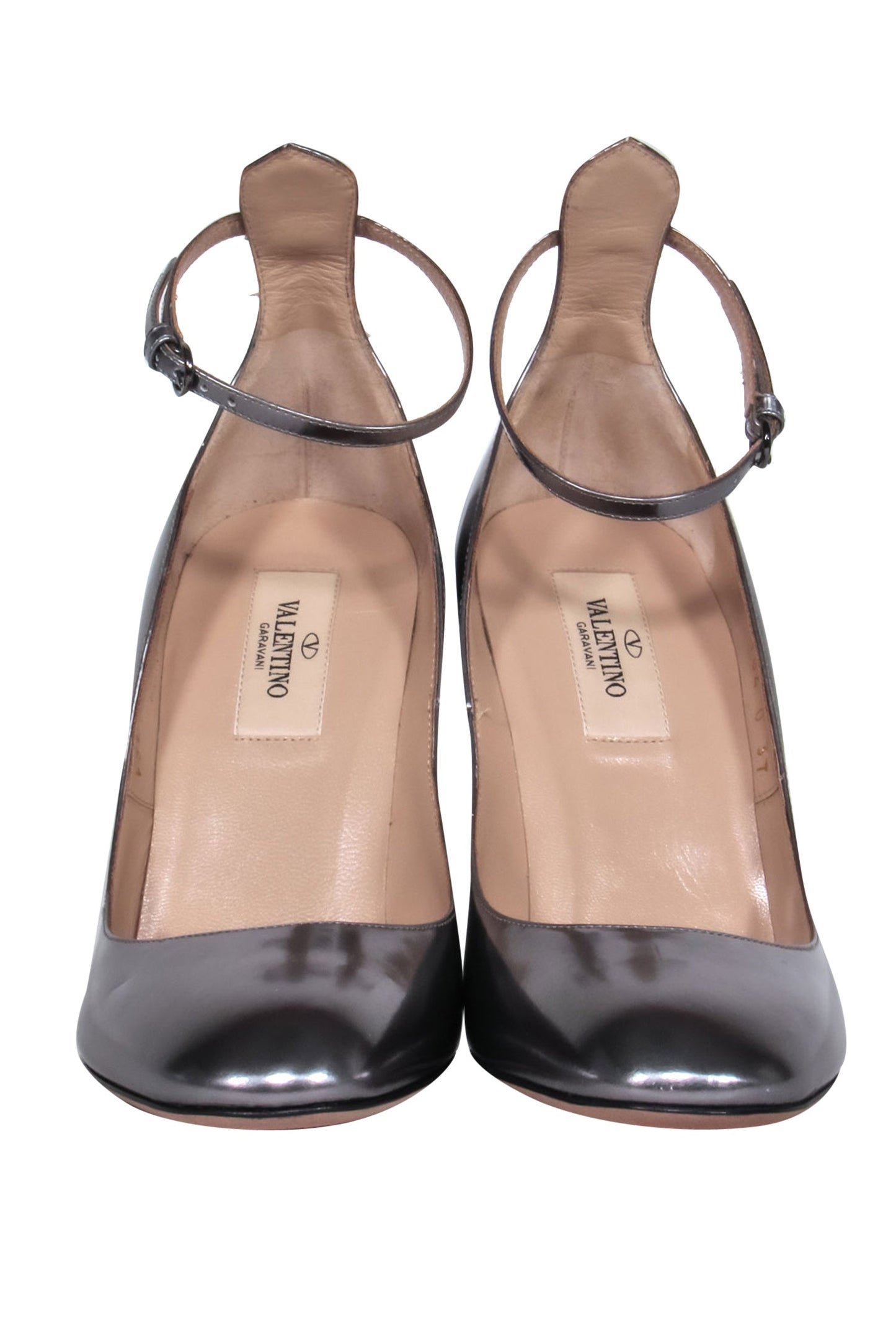 Valentino - Silver Leather Ankle Strap Pumps Sz 7