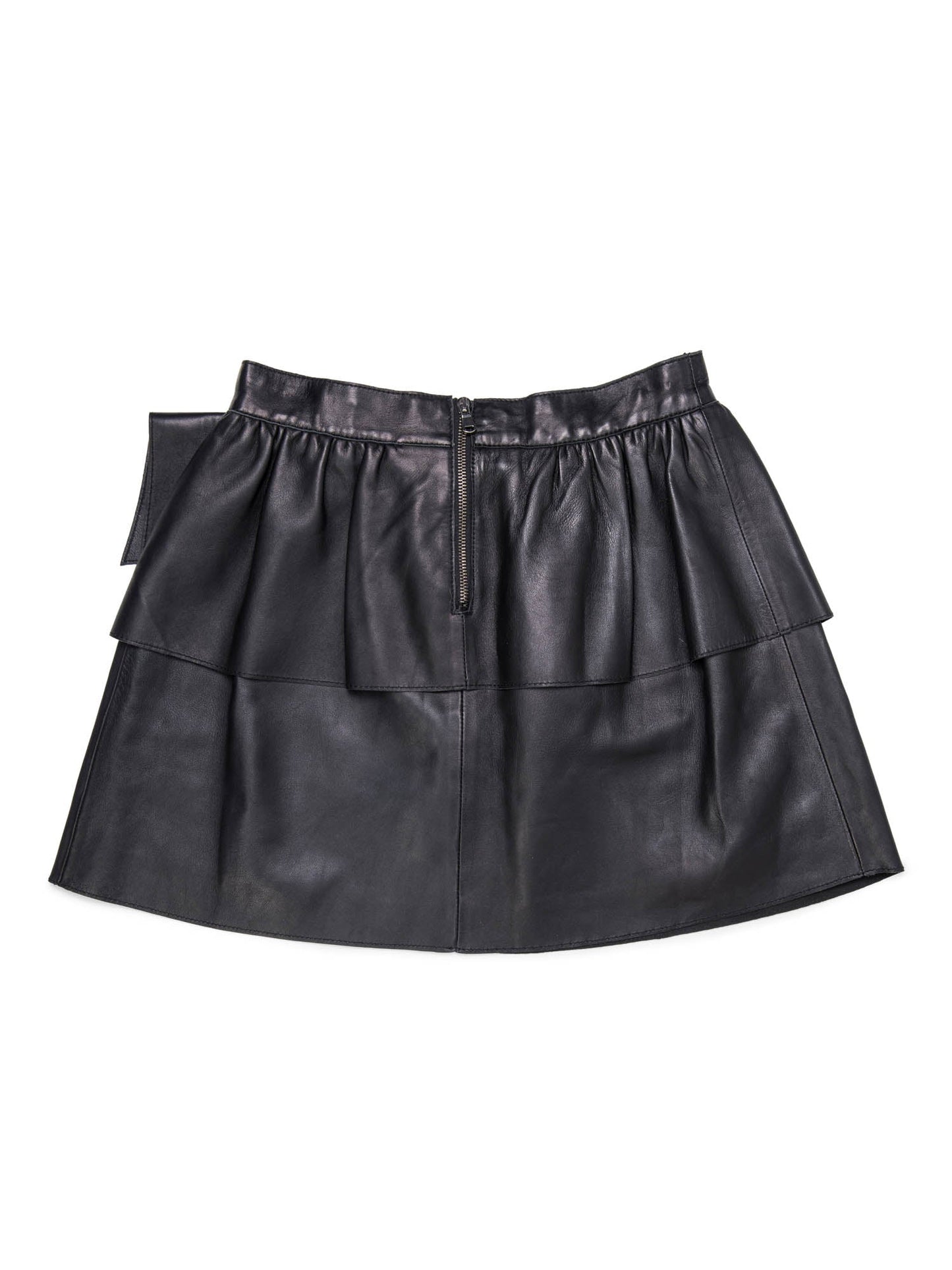 Valentino Soft Leather Bow Mini Skirt Black