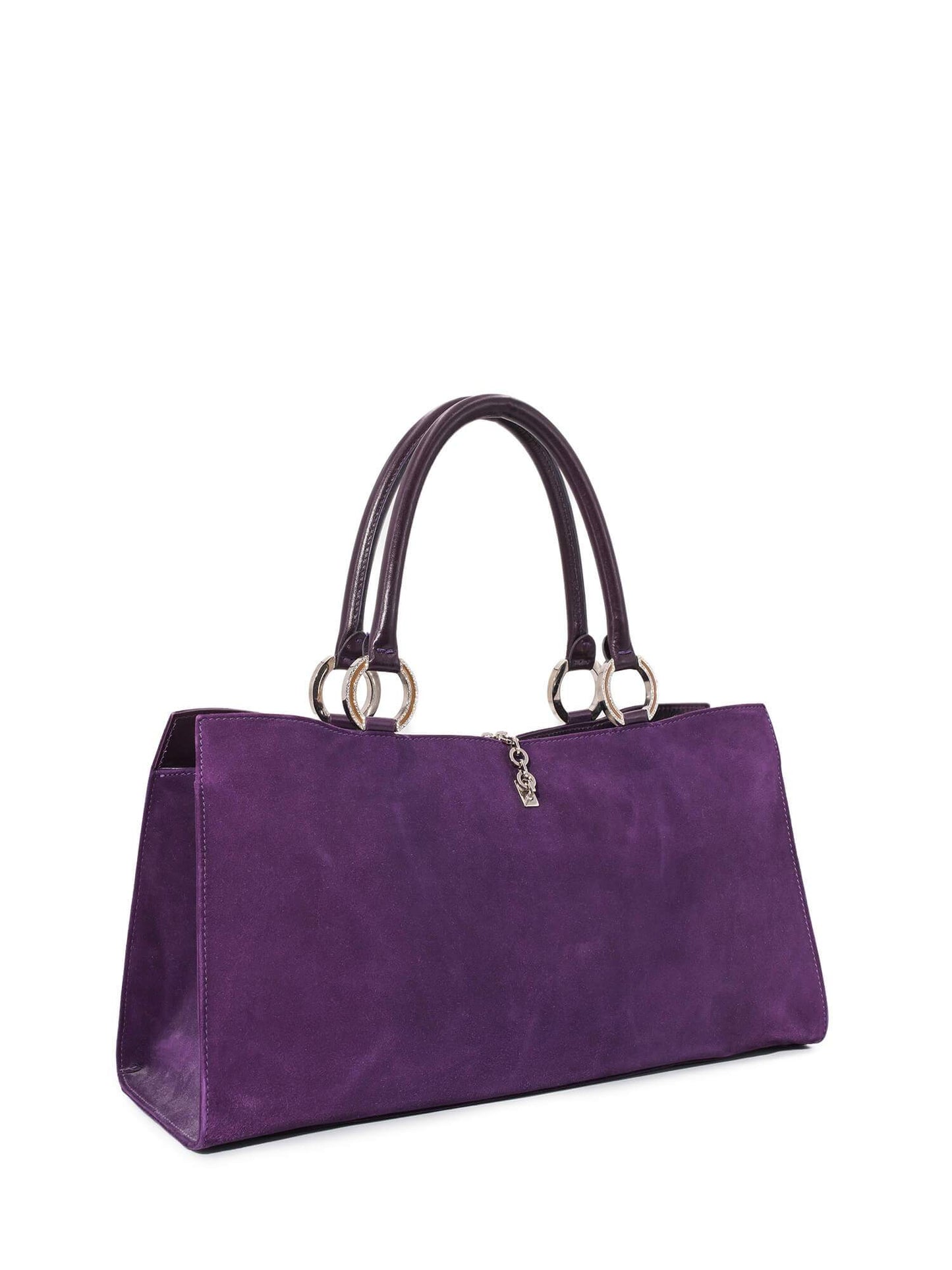 Valentino Suede Logo Triangle Bag Purple