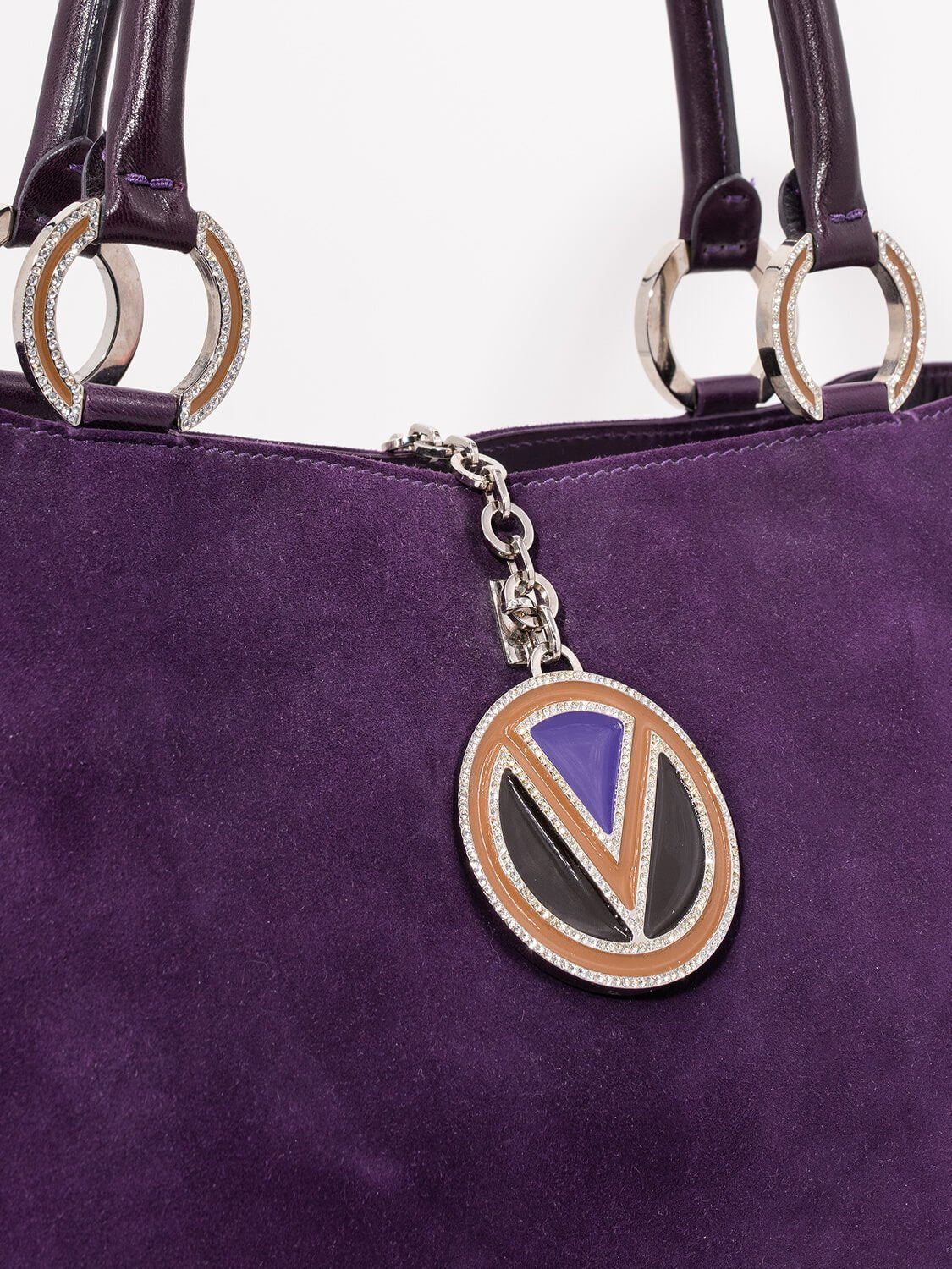 Valentino Suede Logo Triangle Bag Purple