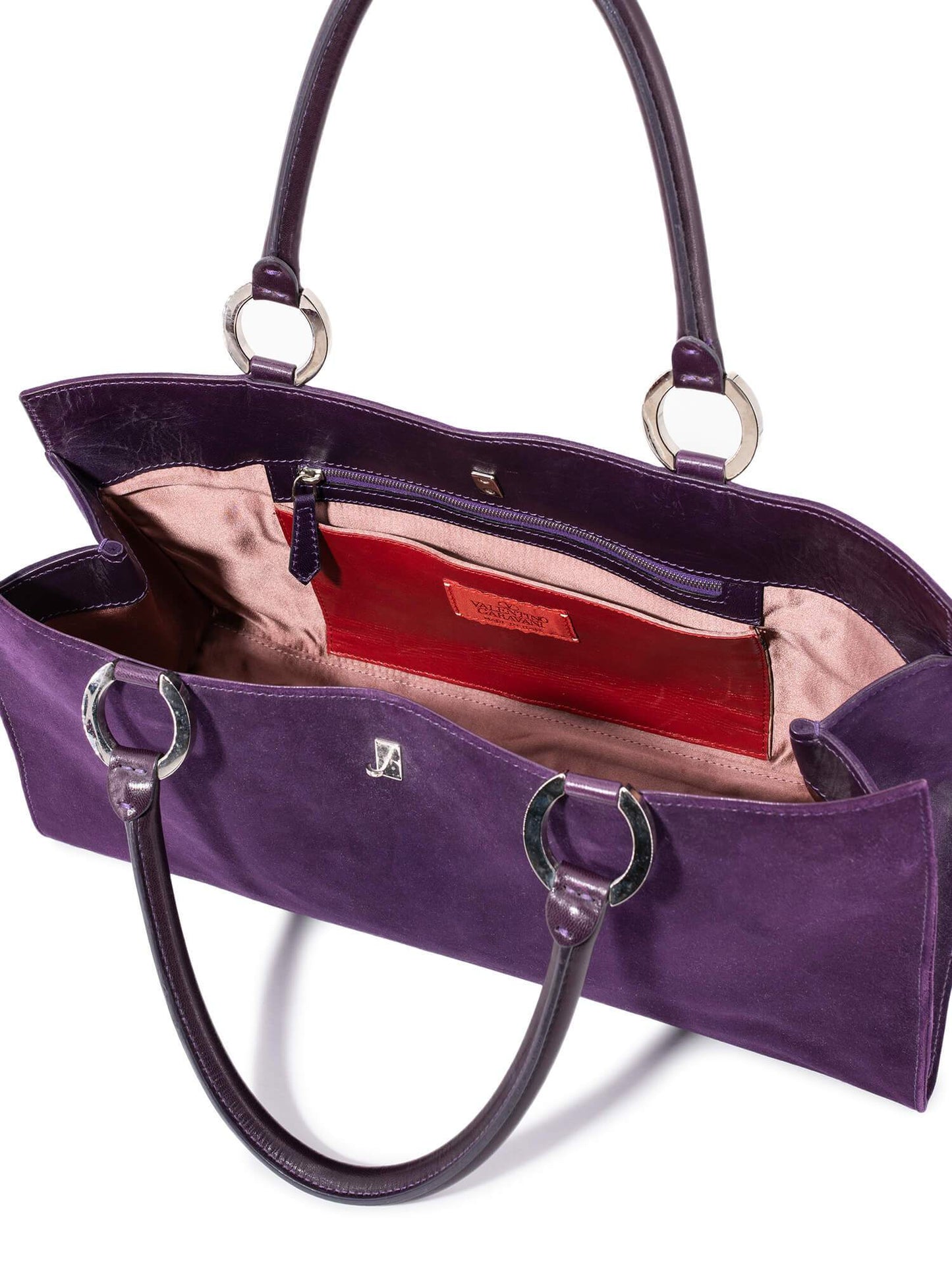 Valentino Suede Logo Triangle Bag Purple