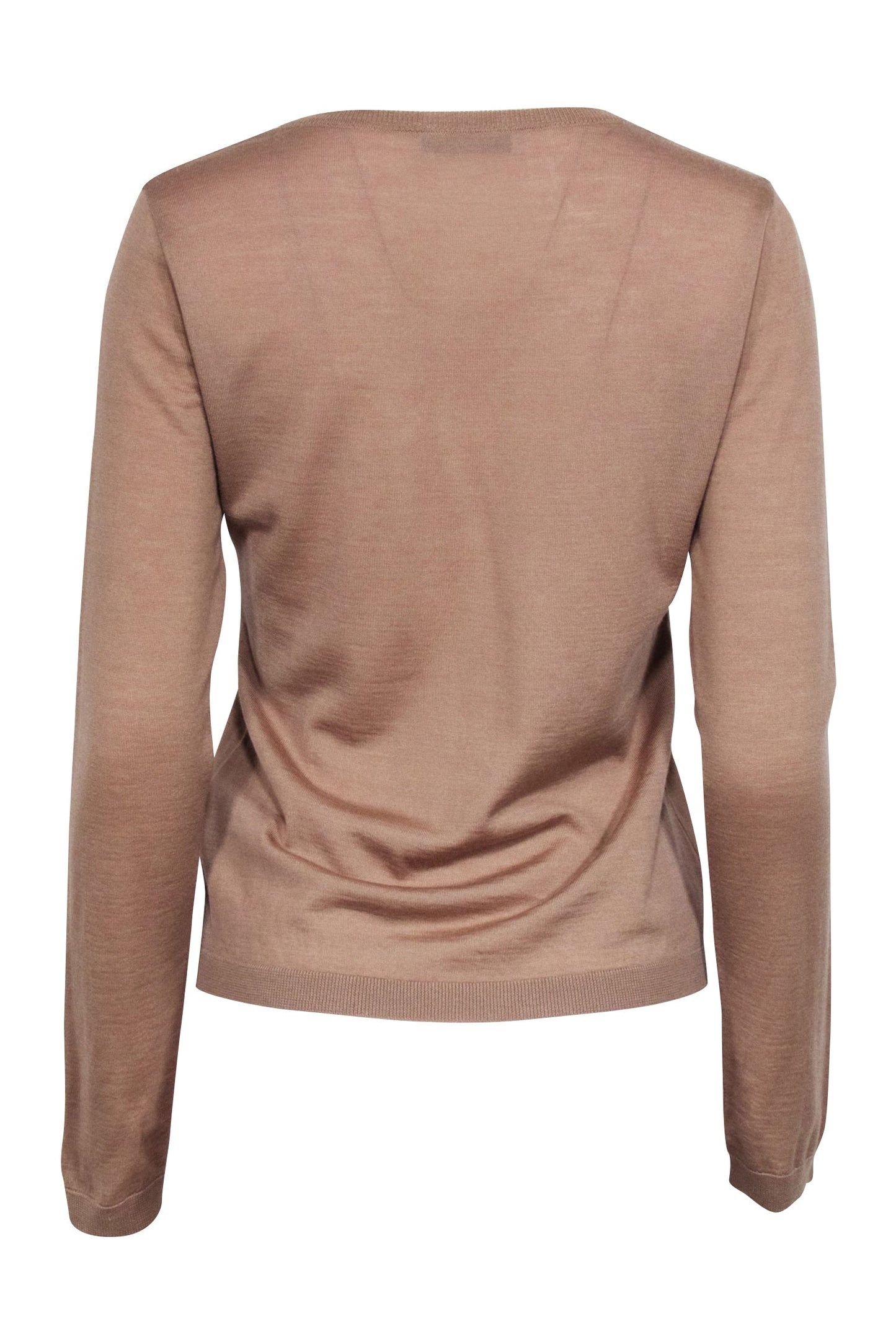 Valentino - Tan Wool & Silk Blend V-Neckline Knit Top Sz L